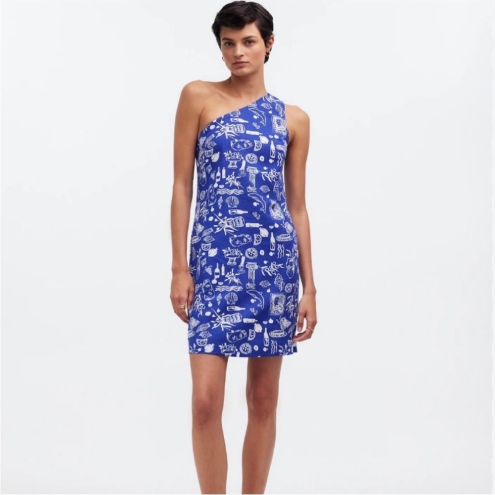 NWT Madewell x Lisa Says Gah Blue & White Printed Linen Dress